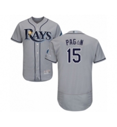 Men's Tampa Bay Rays #15 Emilio Pagan Grey Road Flex Base Authentic Collection Baseball Player Jersey