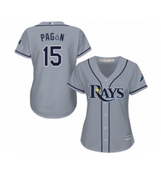 Women's Tampa Bay Rays #15 Emilio Pagan Authentic Grey Road Cool Base Baseball Player Jersey