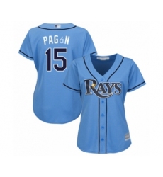 Women's Tampa Bay Rays #15 Emilio Pagan Authentic Light Blue Alternate 2 Cool Base Baseball Player Jersey