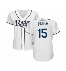Women's Tampa Bay Rays #15 Emilio Pagan Authentic White Home Cool Base Baseball Player Jersey