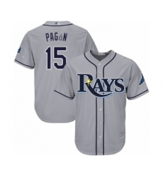 Youth Tampa Bay Rays #15 Emilio Pagan Authentic Grey Road Cool Base Baseball Player Jersey