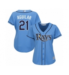 Women's Tampa Bay Rays #21 Jesus Aguilar Authentic Light Blue Alternate 2 Cool Base Baseball Player Jersey