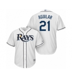 Youth Tampa Bay Rays #21 Jesus Aguilar Authentic White Home Cool Base Baseball Player Jersey