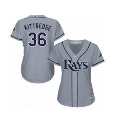 Women's Tampa Bay Rays #36 Andrew Kittredge Authentic Grey Road Cool Base Baseball Player Jersey