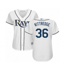 Women's Tampa Bay Rays #36 Andrew Kittredge Authentic White Home Cool Base Baseball Player Jersey
