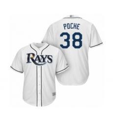 Youth Tampa Bay Rays #38 Colin Poche Authentic White Home Cool Base Baseball Player Jersey