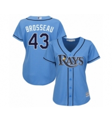 Women's Tampa Bay Rays #43 Mike Brosseau Authentic Light Blue Alternate 2 Cool Base Baseball Player Jersey