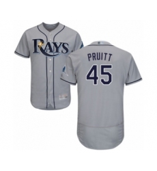 Men's Tampa Bay Rays #45 Austin Pruitt Grey Road Flex Base Authentic Collection Baseball Player Jersey
