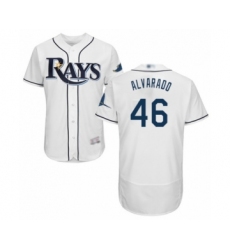 Men's Tampa Bay Rays #46 Jose Alvarado Home White Home Flex Base Authentic Collection Baseball Player Jersey