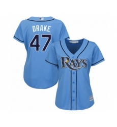 Women's Tampa Bay Rays #47 Oliver Drake Authentic Light Blue Alternate 2 Cool Base Baseball Player Jersey