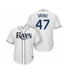 Youth Tampa Bay Rays #47 Oliver Drake Authentic White Home Cool Base Baseball Player Jersey