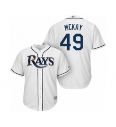 Youth Tampa Bay Rays #49 Brendan McKay Authentic White Home Cool Base Baseball Player Jersey