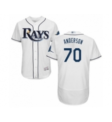 Men's Tampa Bay Rays #70 Nick Anderson Home White Home Flex Base Authentic Collection Baseball Player Jersey