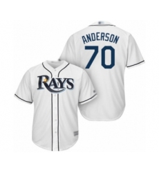 Youth Tampa Bay Rays #70 Nick Anderson Authentic White Home Cool Base Baseball Player Jersey