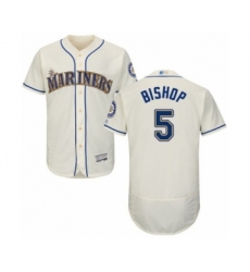 Men's Seattle Mariners #5 Braden Bishop Cream Alternate Flex Base Authentic Collection Baseball Player Jersey