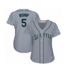 Women's Seattle Mariners #5 Braden Bishop Authentic Grey Road Cool Base Baseball Player Jersey