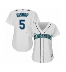Women's Seattle Mariners #5 Braden Bishop Authentic White Home Cool Base Baseball Player Jersey