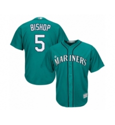 Youth Seattle Mariners #5 Braden Bishop Authentic Teal Green Alternate Cool Base Baseball Player Jersey