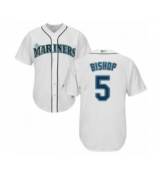 Youth Seattle Mariners #5 Braden Bishop Authentic White Home Cool Base Baseball Player Jersey