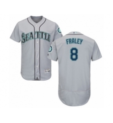 Men's Seattle Mariners #8 Jake Fraley Grey Road Flex Base Authentic Collection Baseball Player Jersey