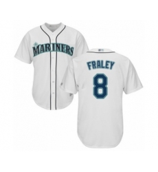 Youth Seattle Mariners #8 Jake Fraley Authentic White Home Cool Base Baseball Player Jersey