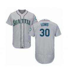 Men's Seattle Mariners #30 Kyle Lewis Grey Road Flex Base Authentic Collection Baseball Player Jersey