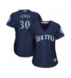 Women's Seattle Mariners #30 Kyle Lewis Authentic Navy Blue Alternate 2 Cool Base Baseball Player Jersey