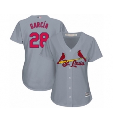 Women's St. Louis Cardinals #28 Adolis Garcia Authentic Grey Road Cool Base Baseball Player Jersey