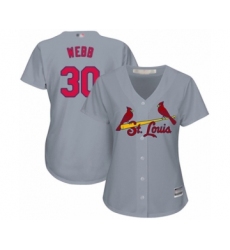 Women's St. Louis Cardinals #30 Tyler Webb Authentic Grey Road Cool Base Baseball Player Jersey