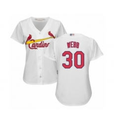 Women's St. Louis Cardinals #30 Tyler Webb Authentic White Home Cool Base Baseball Player Jersey
