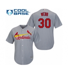Youth St. Louis Cardinals #30 Tyler Webb Authentic Grey Road Cool Base Baseball Player Jersey