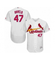 Men's St. Louis Cardinals #47 Rangel Ravelo White Home Flex Base Authentic Collection Baseball Player Jersey