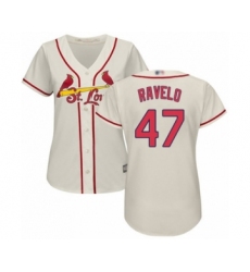 Women's St. Louis Cardinals #47 Rangel Ravelo Authentic Cream Alternate Cool Base Baseball Player Jerseyey