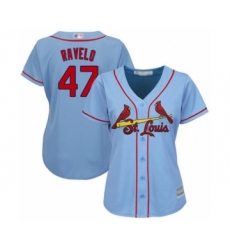 Women's St. Louis Cardinals #47 Rangel Ravelo Authentic Light Blue Alternate Cool Base Baseball Player Jersey