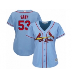 Women's St. Louis Cardinals #53 John Gant Authentic Light Blue Alternate Cool Base Baseball Player Jersey