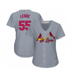 Women's St. Louis Cardinals #55 Dominic Leone Authentic Grey Road Cool Base Baseball Player Jersey