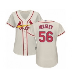 Women's St. Louis Cardinals #56 Ryan Helsley Authentic Cream Alternate Cool Base Baseball Player Jersey