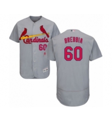 Men's St. Louis Cardinals #60 John Brebbia Grey Road Flex Base Authentic Collection Baseball Player Jersey