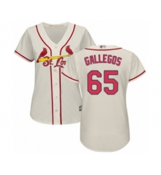 Women's St. Louis Cardinals #65 Giovanny Gallegos Authentic Cream Alternate Cool Base Baseball Player Jersey