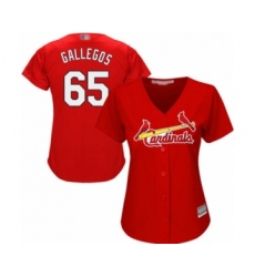 Women's St. Louis Cardinals #65 Giovanny Gallegos Authentic Red Alternate Cool Base Baseball Player Jersey
