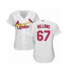 Women's St. Louis Cardinals #67 Justin Williams Authentic White Home Cool Base Baseball Player Jersey