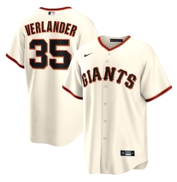 Men's San Francisco Giants #35 Justin Verlander Nike Cream Home Replica Jersey