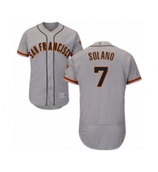 Men's San Francisco Giants #7 Donovan Solano Grey Road Flex Base Authentic Collection Baseball Player Jersey