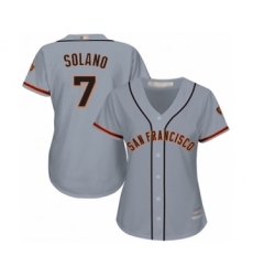 Women's San Francisco Giants #7 Donovan Solano Authentic Grey Road Cool Base Baseball Player Jersey