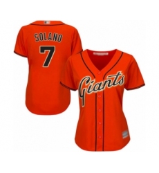 Women's San Francisco Giants #7 Donovan Solano Authentic Orange Alternate Cool Base Baseball Player Jersey