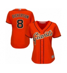 Women's San Francisco Giants #8 Alex Dickerson Authentic Orange Alternate Cool Base Baseball Player Jersey