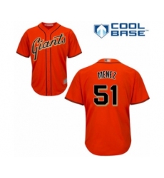 Youth San Francisco Giants #51 Conner Menez Authentic Orange Alternate Cool Base Baseball Player Jersey