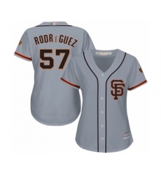 Women's San Francisco Giants #57 Dereck Rodriguez Authentic Grey Road 2 Cool Base Baseball Player Jersey