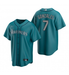 Men's Nike Seattle Mariners #7 Marco Gonzales Aqua Alternate Stitched Baseball Jersey