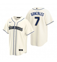 Men's Nike Seattle Mariners #7 Marco Gonzales Cream Alternate Stitched Baseball Jersey